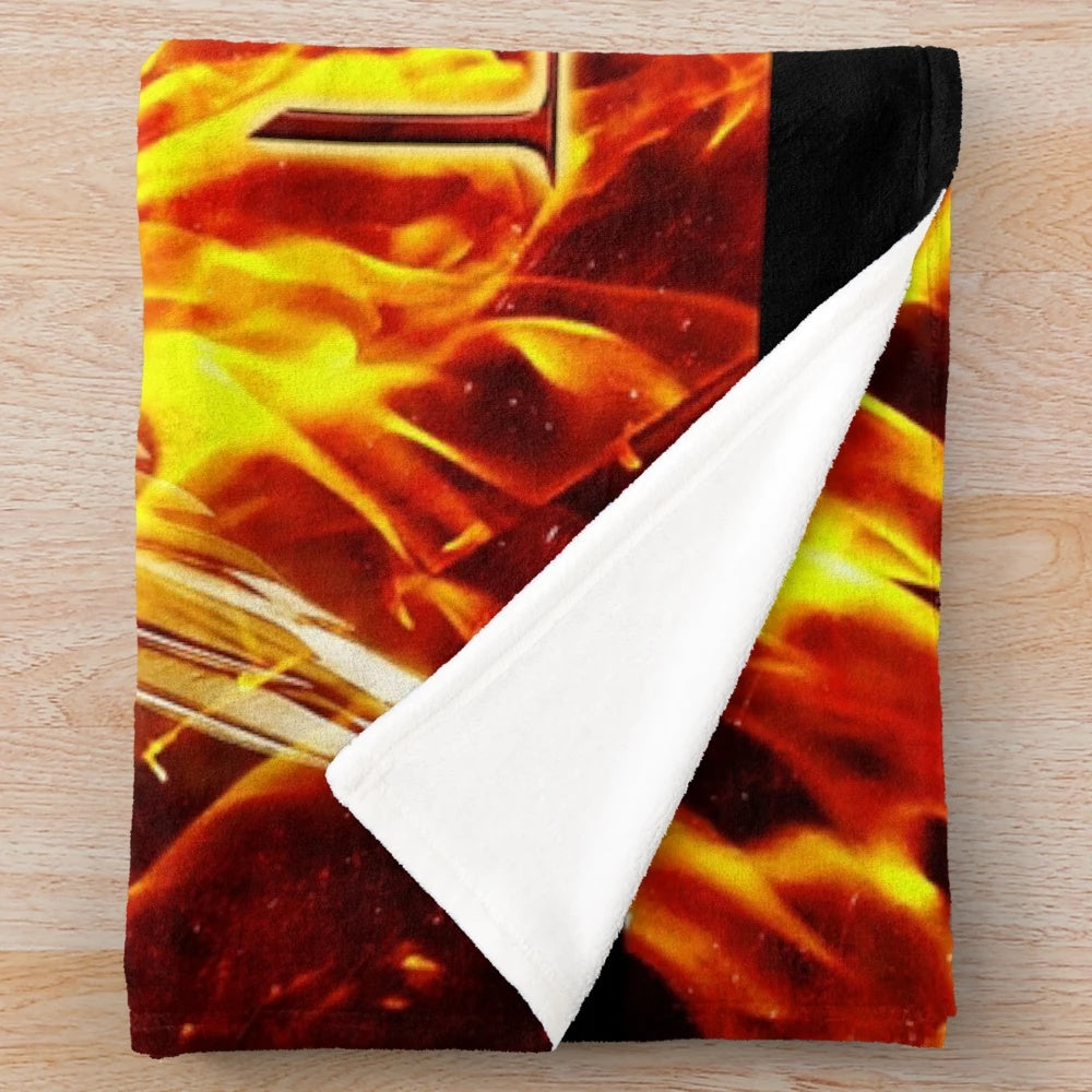 Lucifer-inspired plush blanket with a fiery design