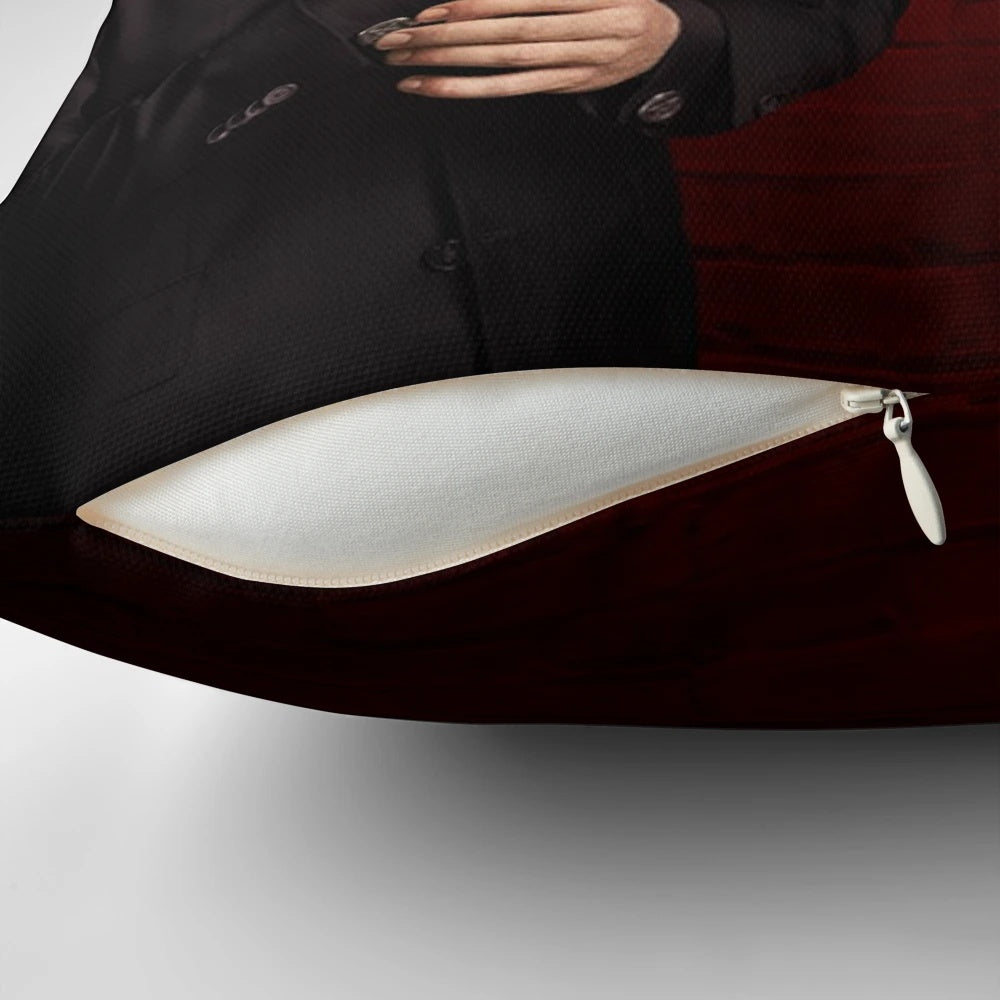 Lucifer Morningstar decorative throw pillow featuring the Lucifer character from the popular Netflix series.
