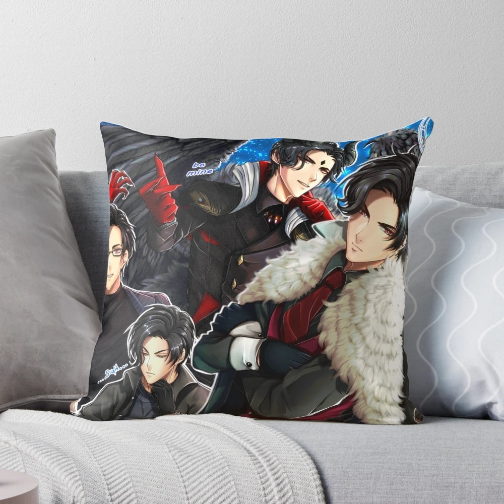 Decorative pillow featuring Lucifer from the Obey Me! franchise