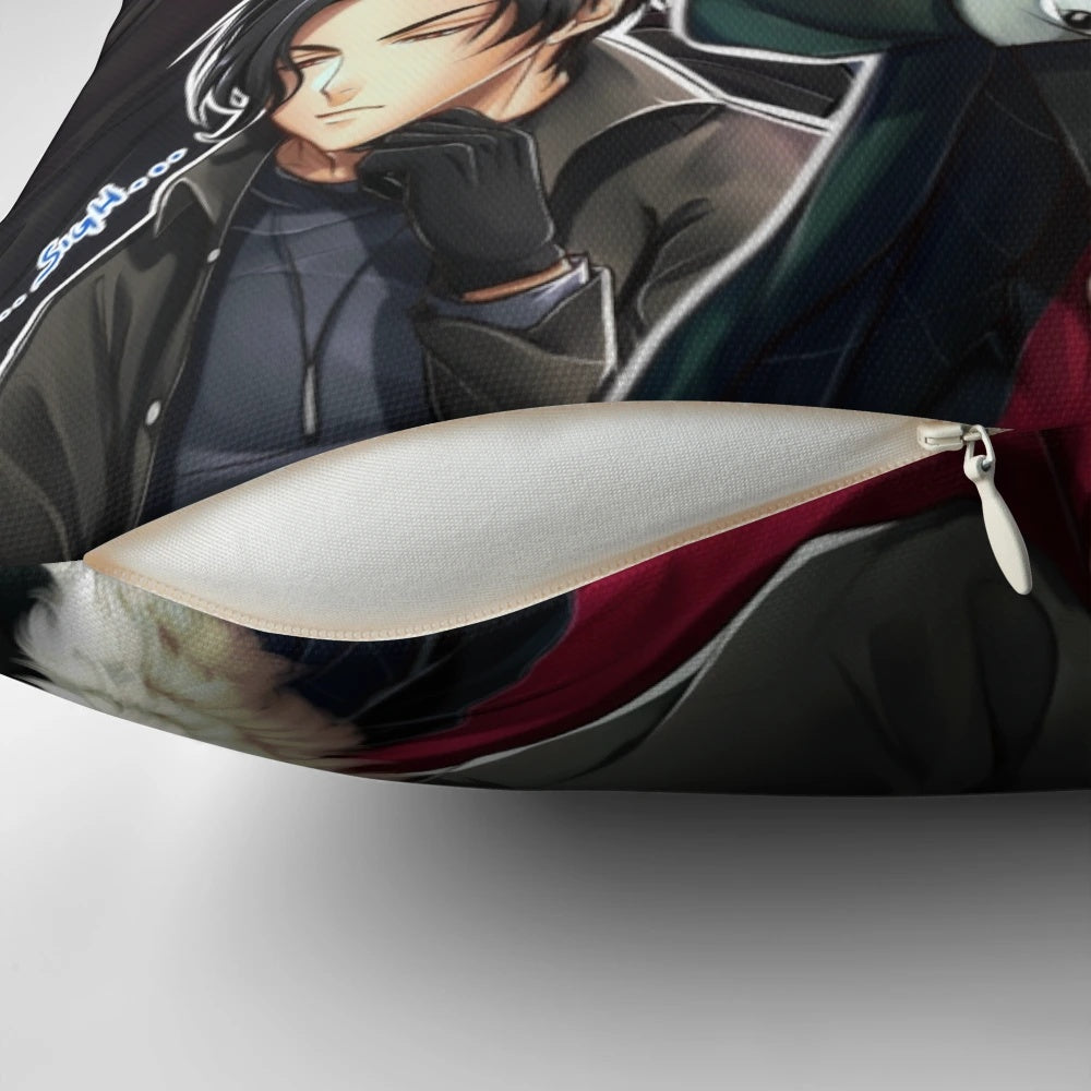 Decorative pillow featuring Lucifer from the Obey Me! franchise
