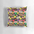 A colorful pillow featuring a vibrant slot machine graphic with cherries, lucky symbols, and a casino theme.