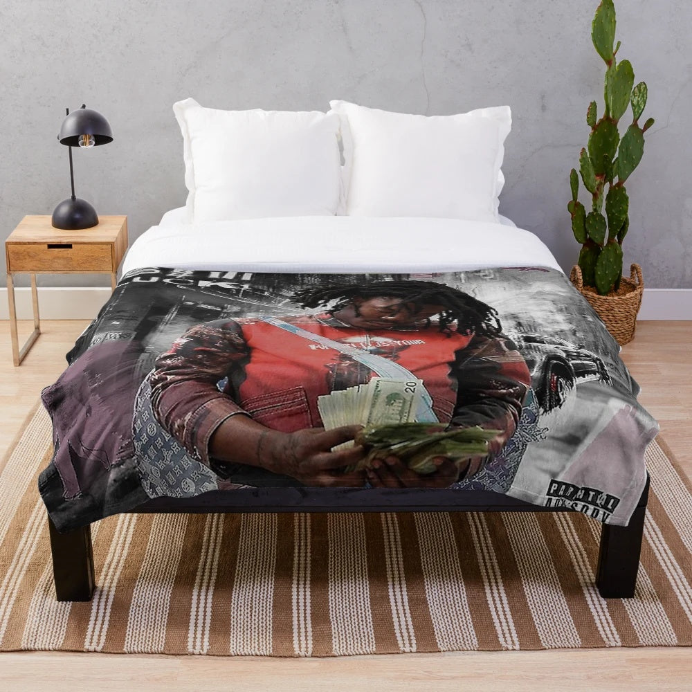 Lucki Days B4 III inspired plush blanket featuring hip hop music artwork