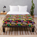 Plush blanket with casino-themed slot machine and fruit symbols design