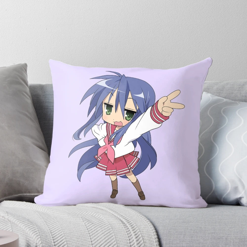 Konata Izumi from the anime Lucky Star on a decorative plush pillow