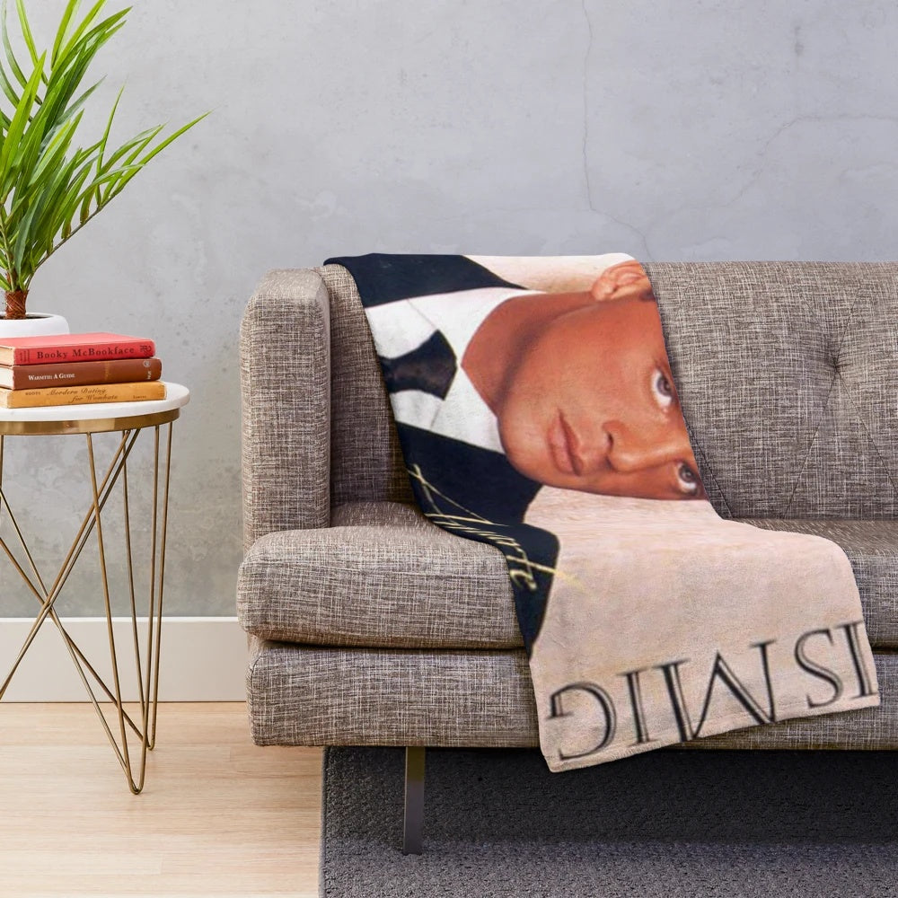 Luismi-Inspired Plush Blanket featuring an abstract portrait of Mexican singer Luis Miguel