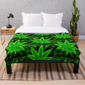 Glow weed plush blanket with neon and psychedelic design