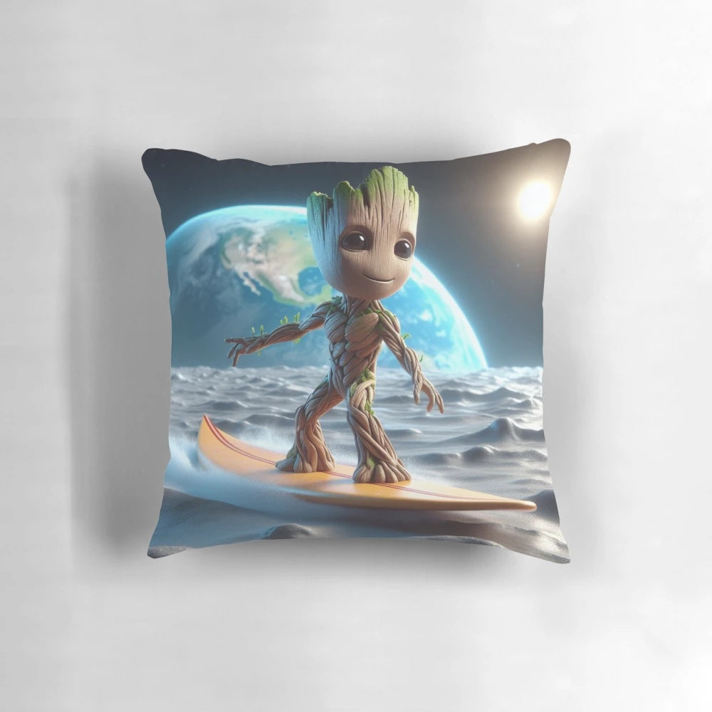 Lunar Groot Pillow featuring the iconic Marvel character Groot on a moon-themed design