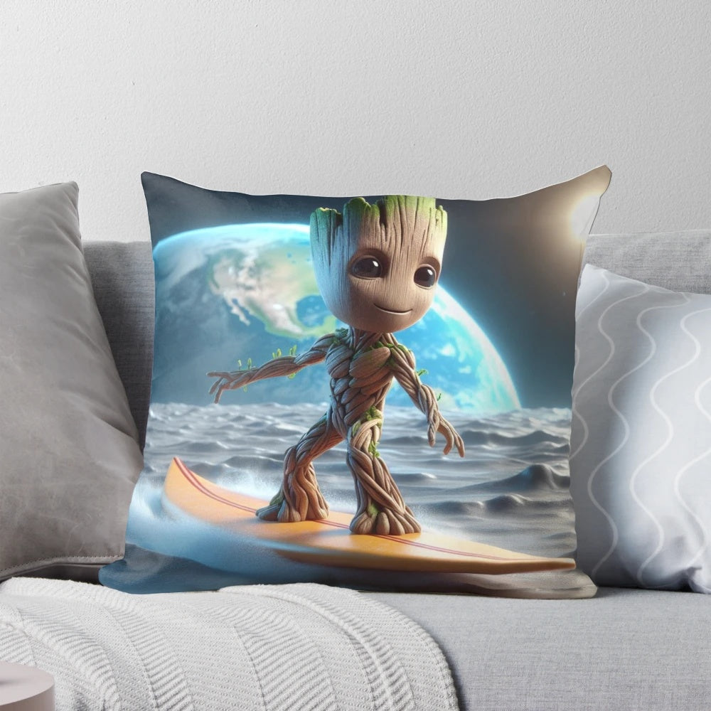 Lunar Groot Pillow featuring the iconic Marvel character Groot on a moon-themed design