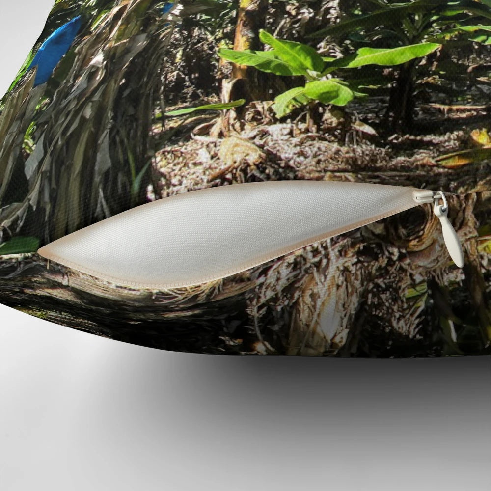 Vibrant green banana plants pillow, perfect for adding a touch of tropical flair to your living space.