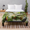 Toucans and bromeliads on a vibrant canvas background plush blanket