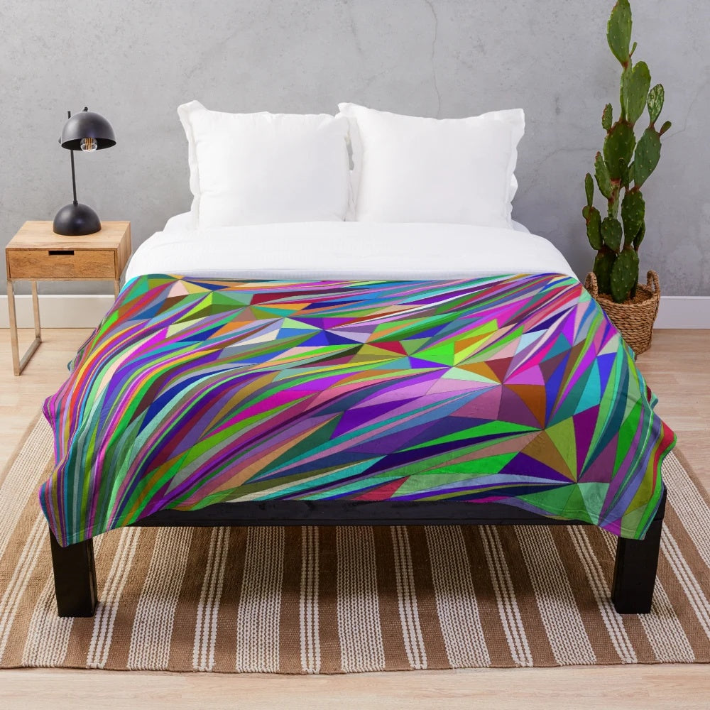 Colorful abstract diamond pattern plush blanket