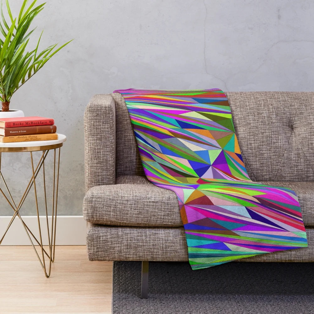 Colorful abstract diamond pattern plush blanket