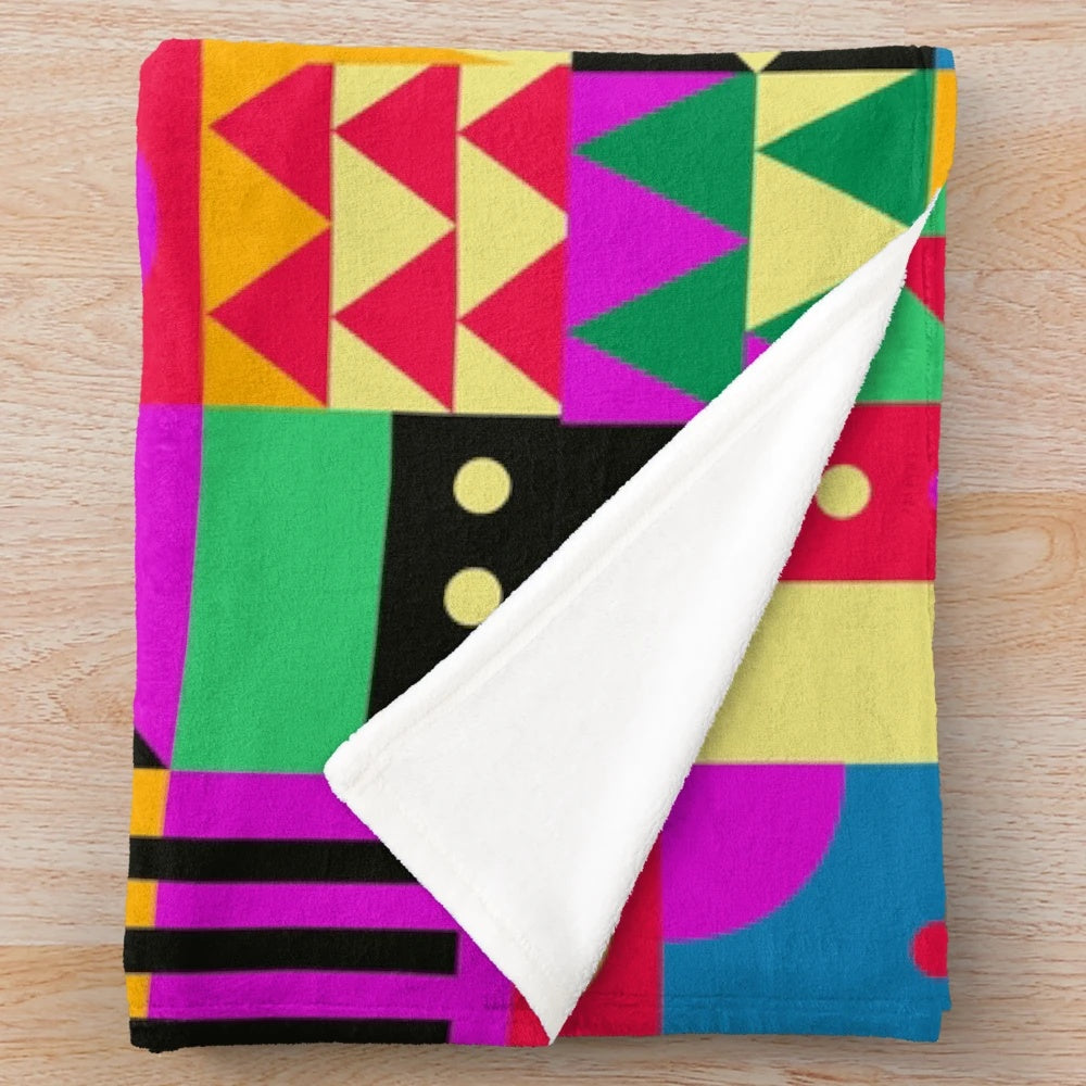 Abstract modern garden plush blanket with colorful floral designs
