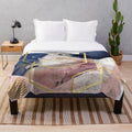 Soft and Plush Abstract Geometric Patterned Blanket in Blush Pink and Navy