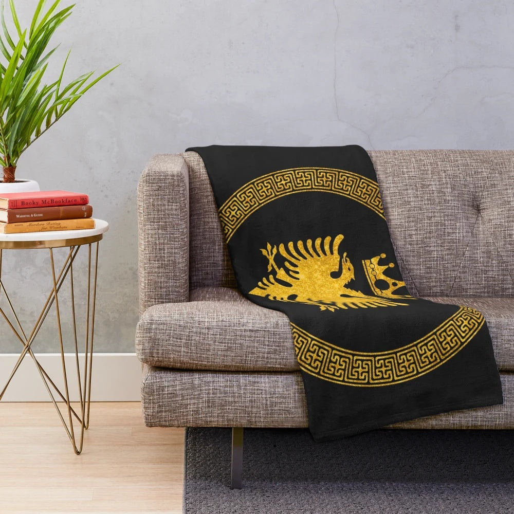 Luxurious plush blanket featuring the Albanian flag and double-headed eagle symbol