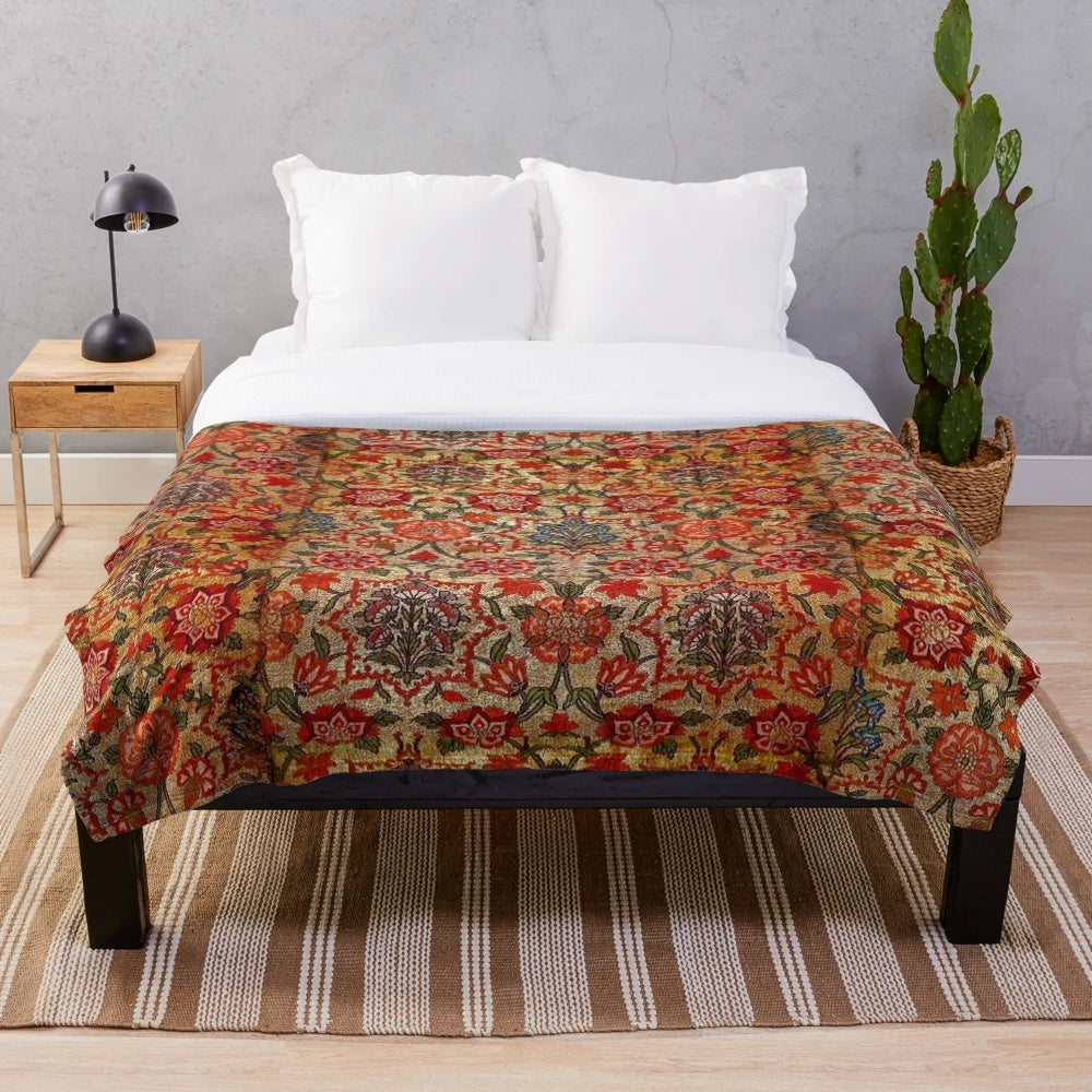 Plush blanket featuring an ancient Turkish tapestry design