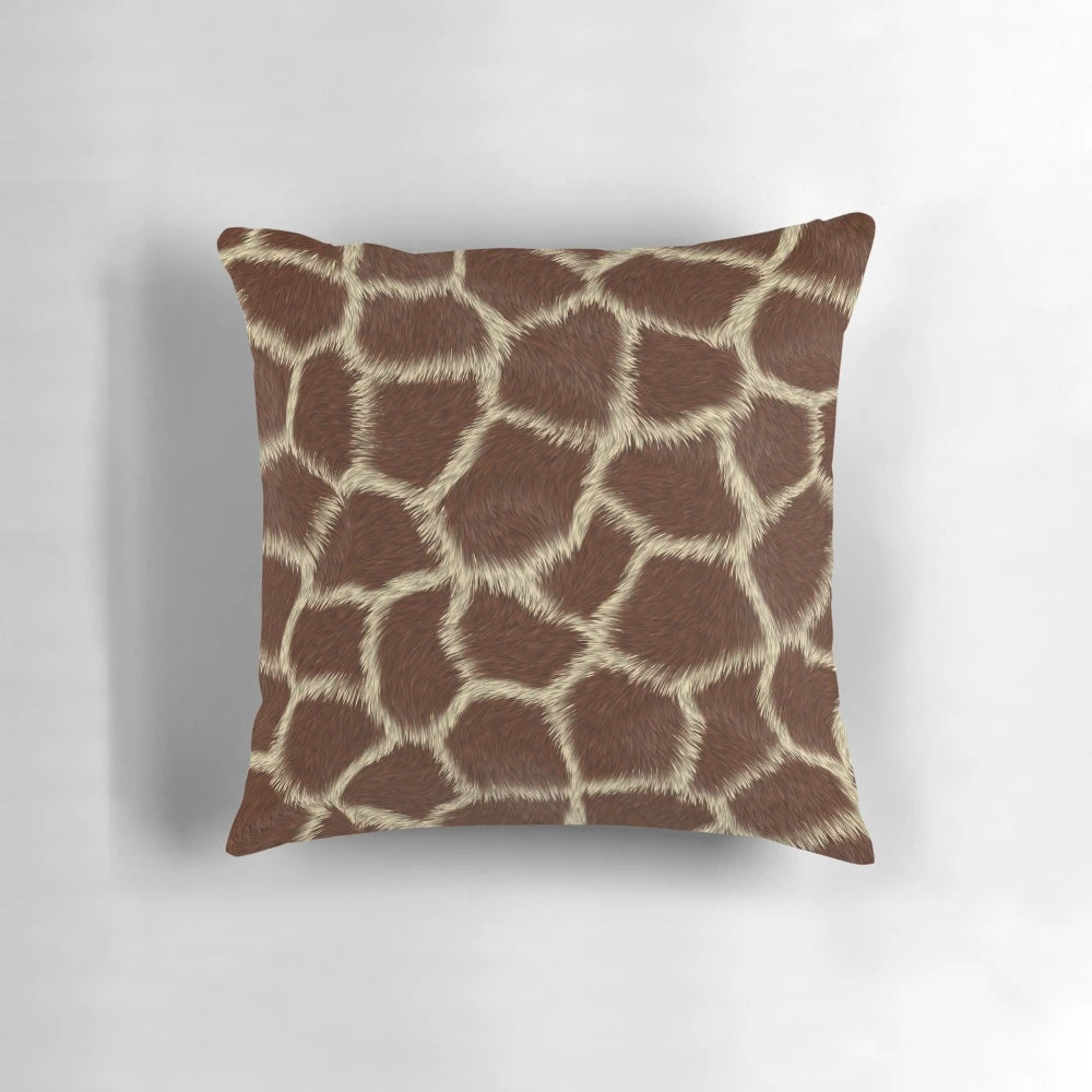 Giraffe print pillow, soft and plush animal skin design for home decor