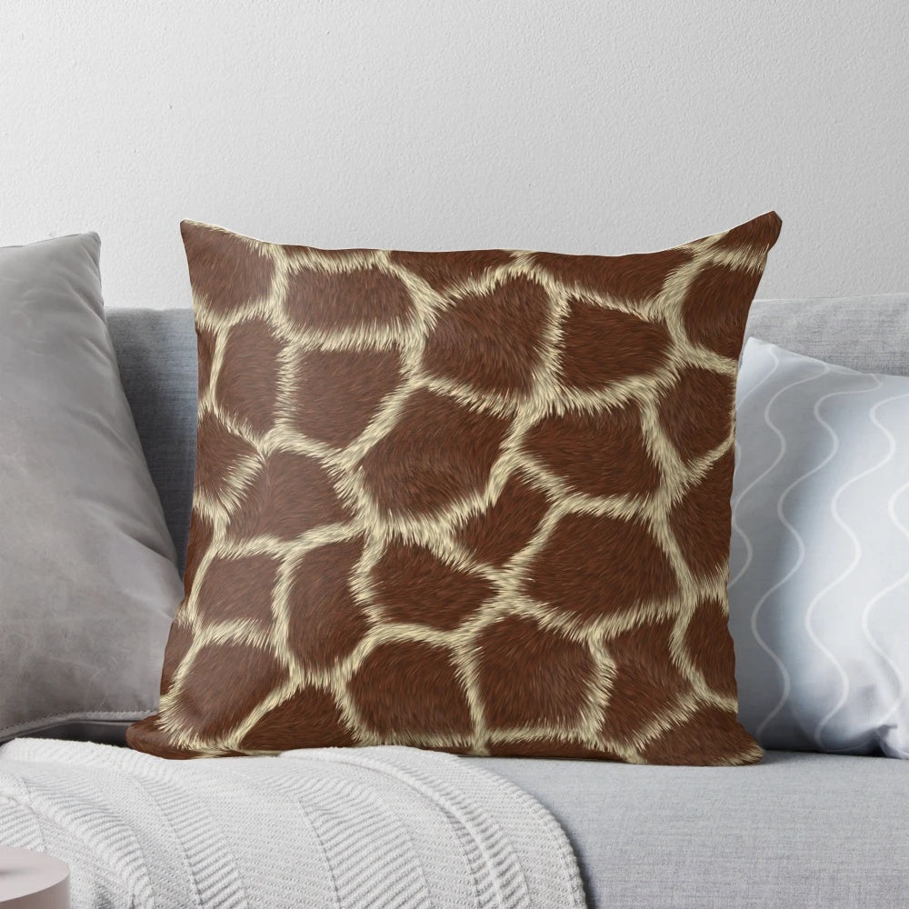 Giraffe print pillow, soft and plush animal skin design for home decor