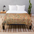 Antique French Savonnerie rug inspired plush blanket with floral design
