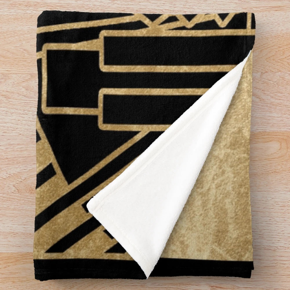 Luxurious art deco design plush blanket with geometric pattern