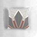 Luxurious Art Deco-inspired decorative pillow with abstract geometric design in gold and pink colors
