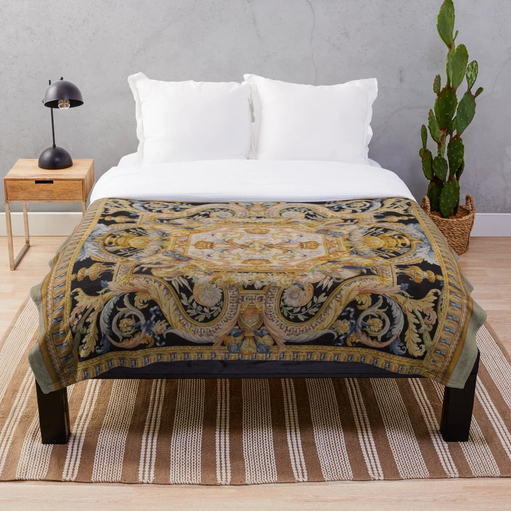 Ornate classical Baroque design plush blanket