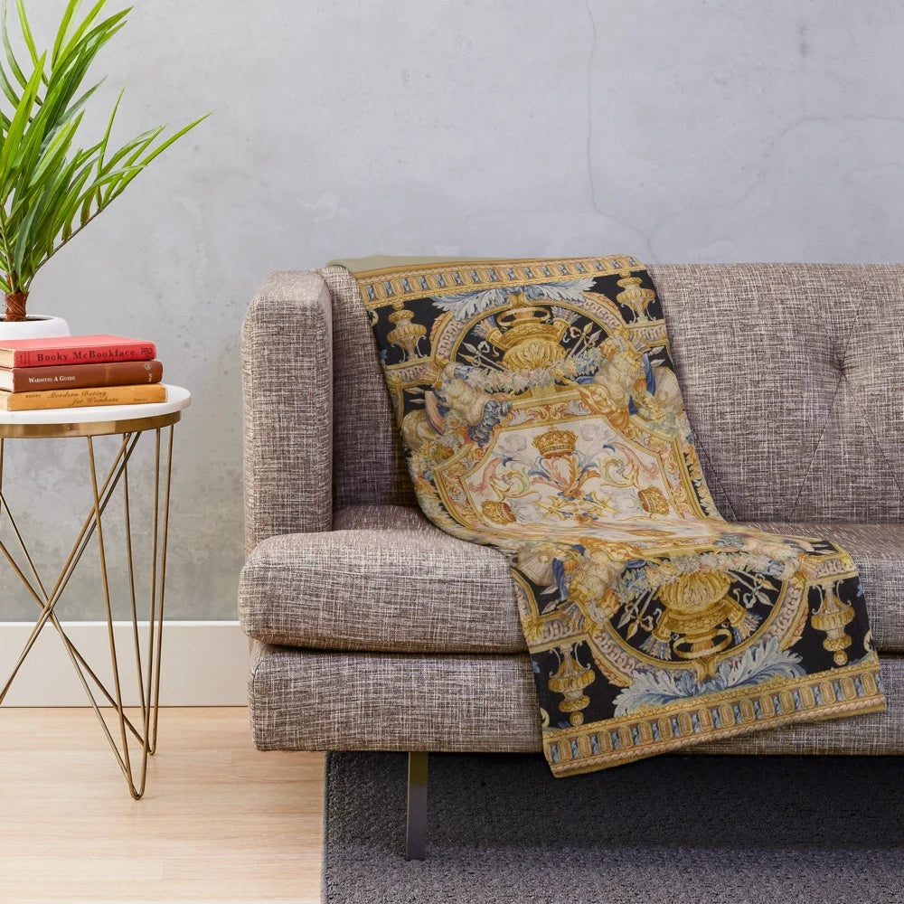 Ornate classical Baroque design plush blanket