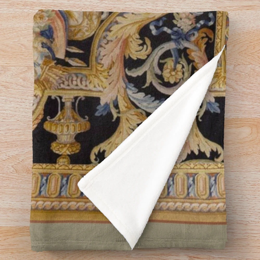 Ornate classical Baroque design plush blanket