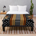 Black African mud cloth plush blanket with tribal design