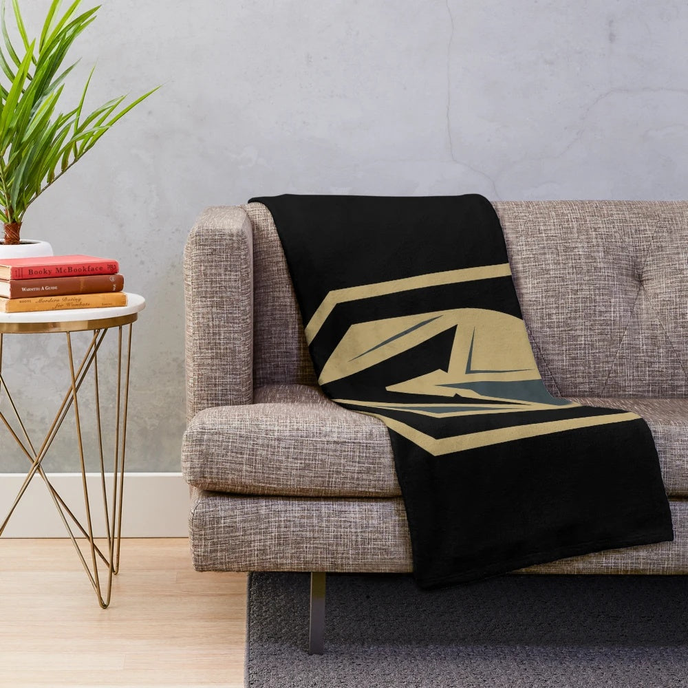 Soft and Luxurious Black and Gold Plush Blanket