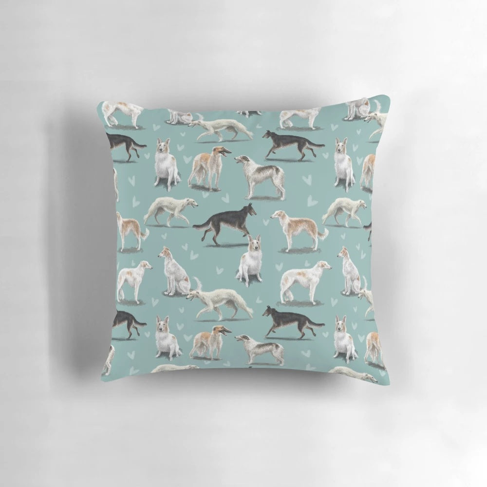 Plush Borzoi pillow with soft, silken fabric