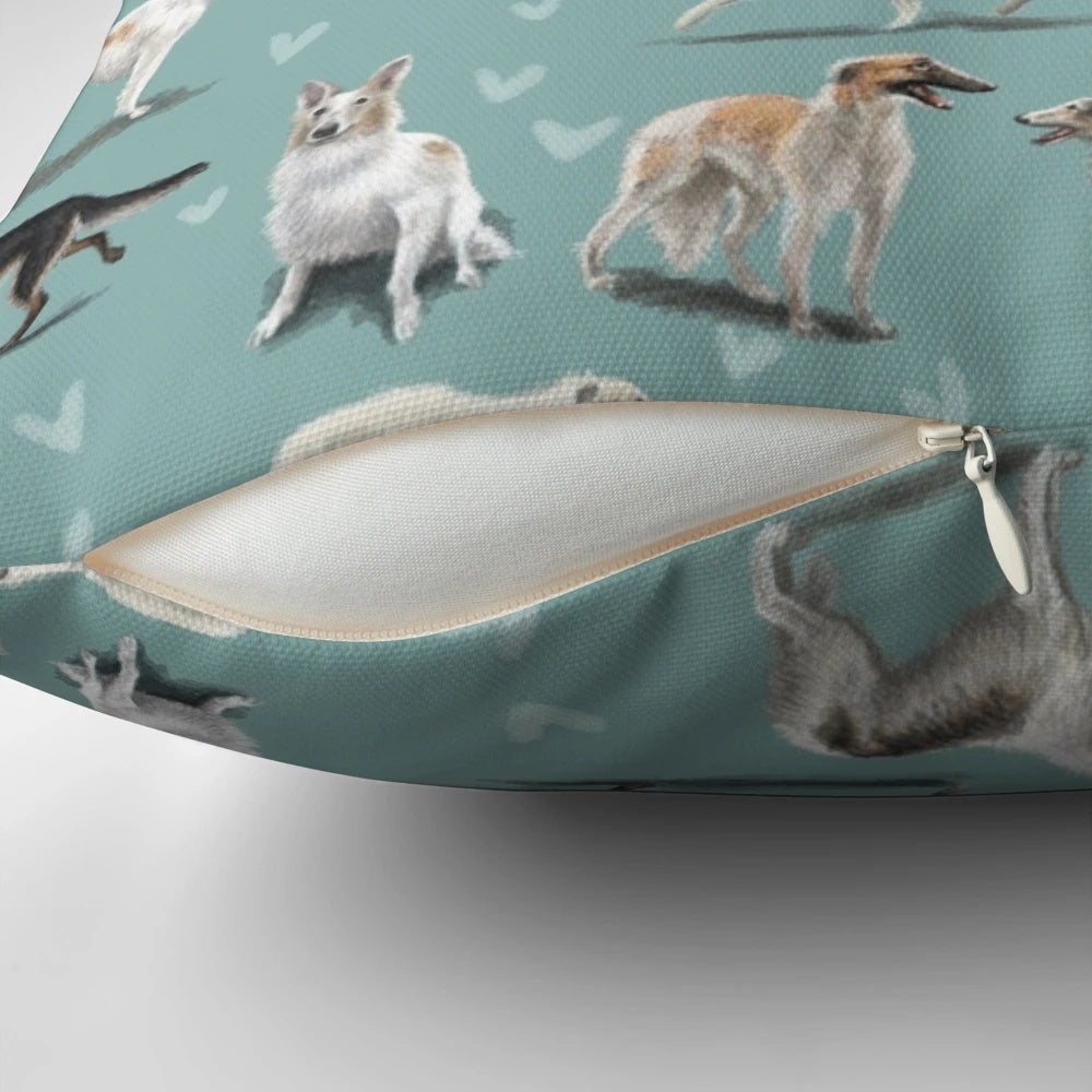 Plush Borzoi pillow with soft, silken fabric