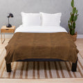 Brown leather-look plush blanket with animal print texture