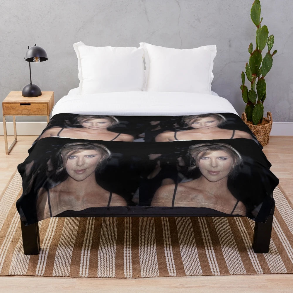 Charlize Theron plush blanket for cozy home decor