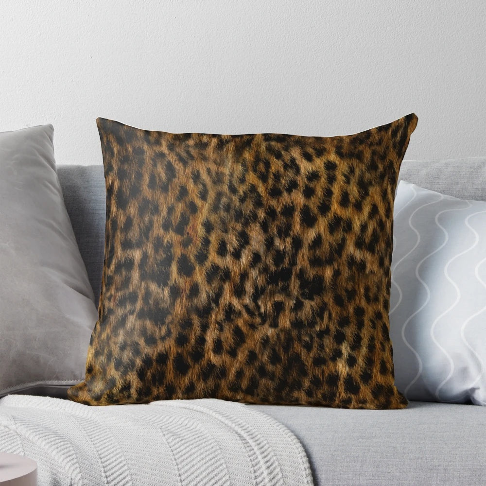 Plush cheetah print pillow with realistic fur texture