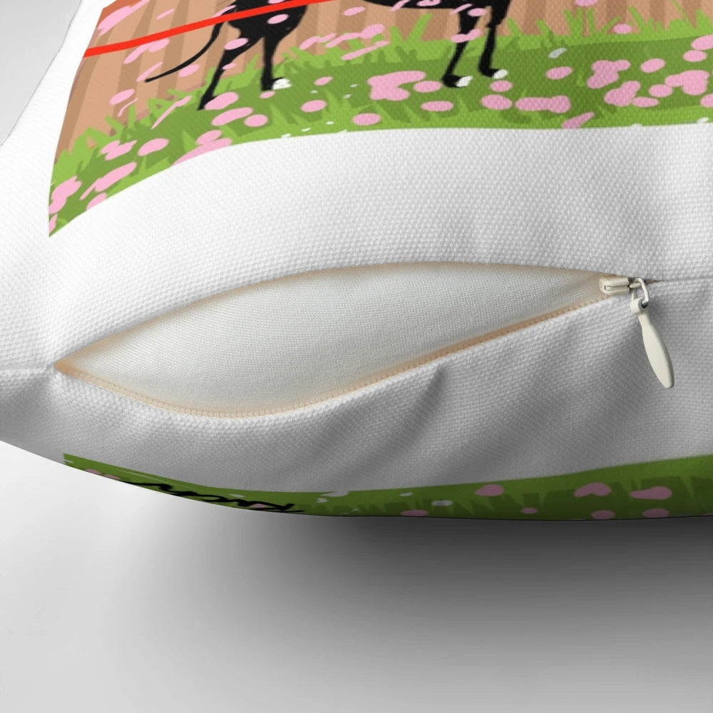Soft, plush pillow featuring a cherry blossom design, perfect for greyhound owners