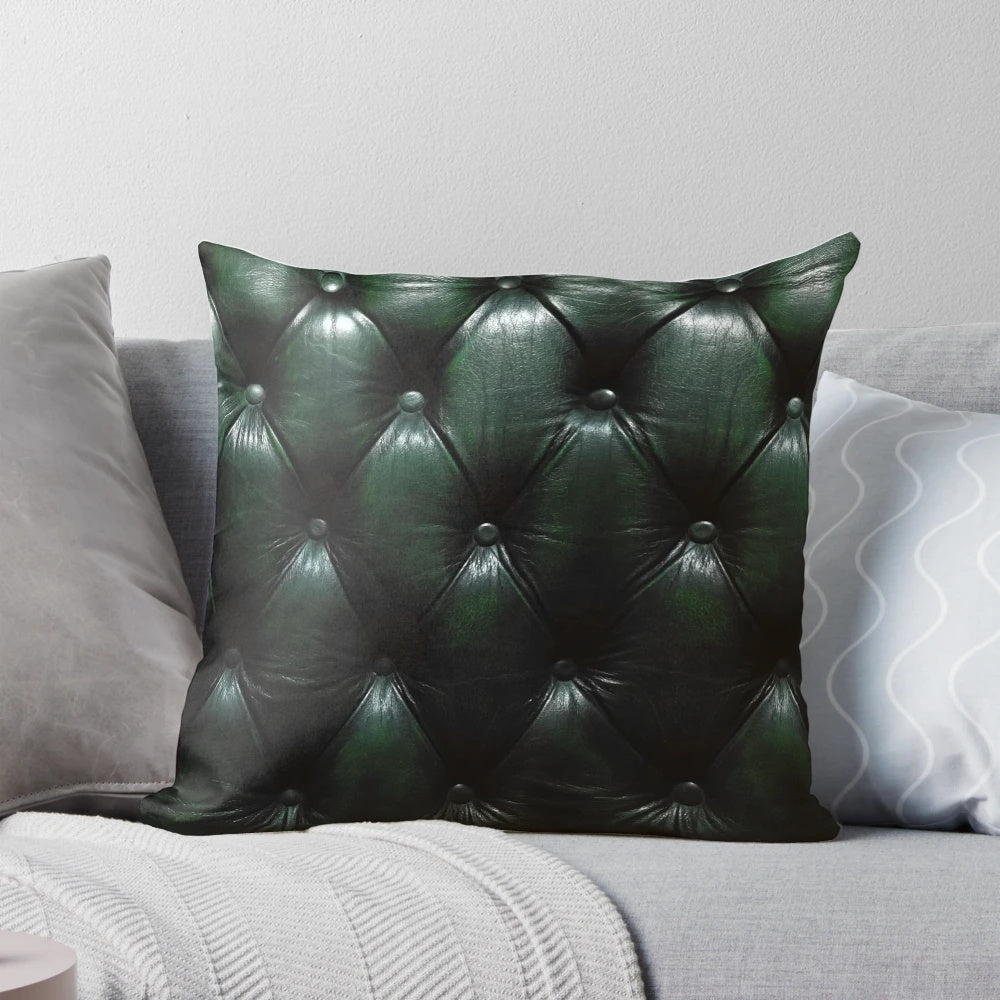 Chesterfield green patterned pillow with textured design for couch or living room