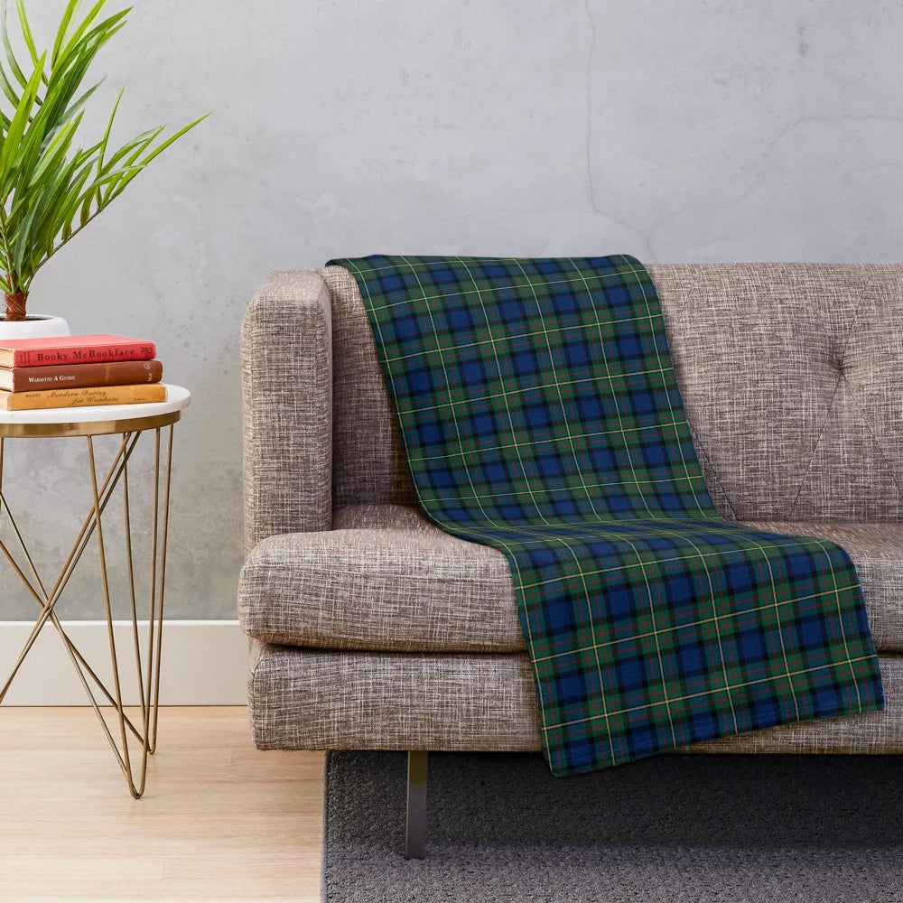 Clan MacLaren tartan plush blanket with a soft, woven wool pattern