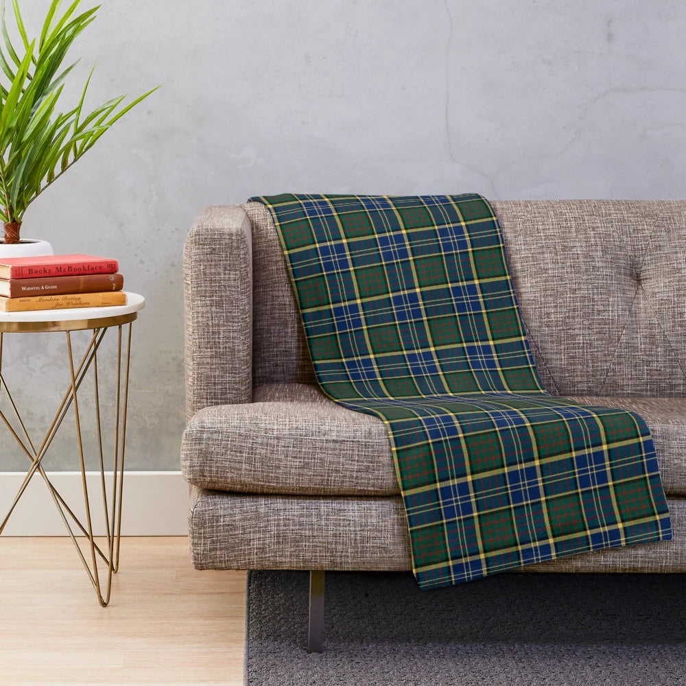 Clan MacMillan tartan plaid pattern on a soft, plush blanket