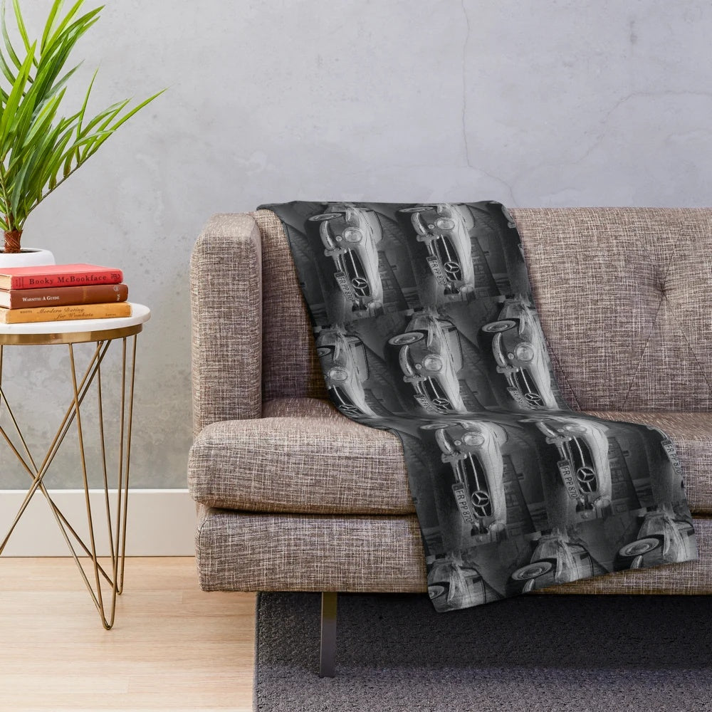 Classic car plush blanket featuring a vintage sports car design