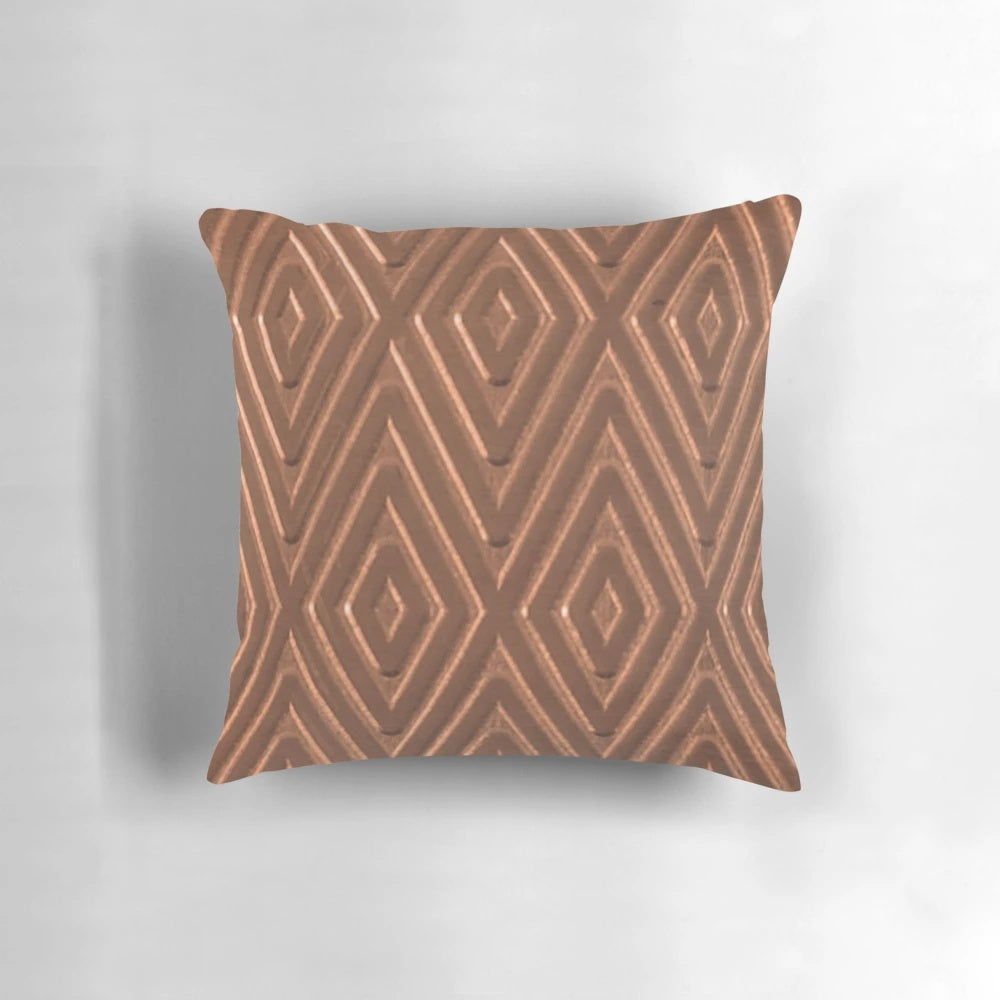 Copper diamond-textured pillow, a modern and rustic home decor piece