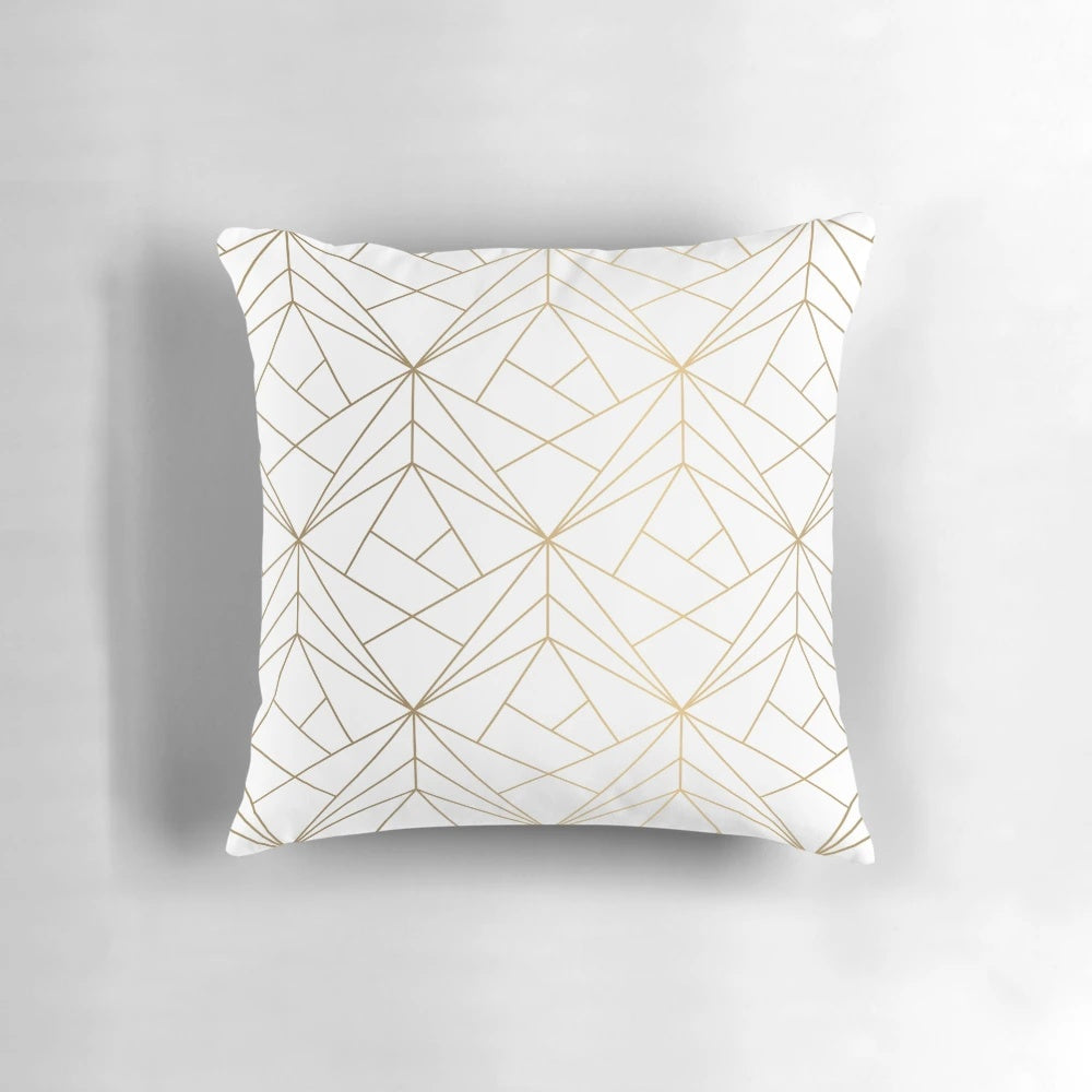 Elegant gold pillow with a textured and geometric pattern, perfect for a modern, minimalist interior.