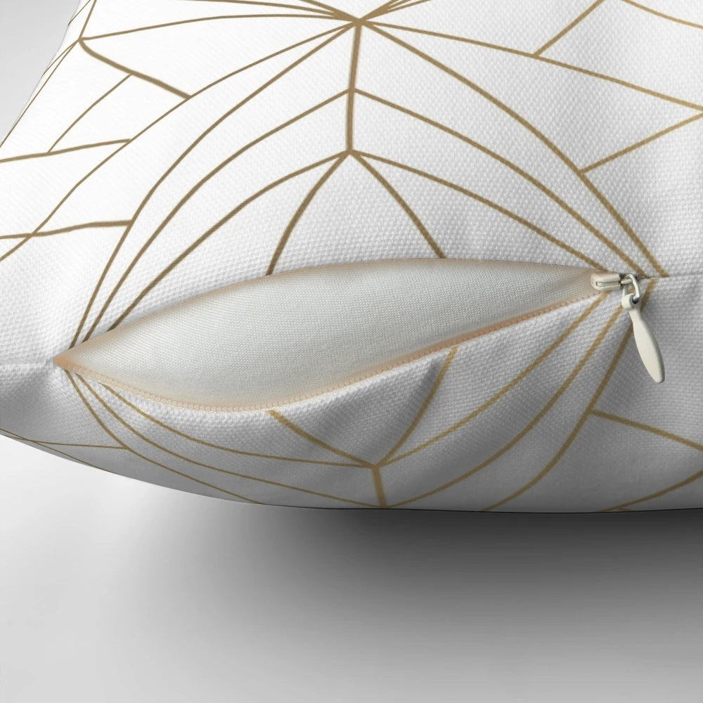 Elegant gold pillow with a textured and geometric pattern, perfect for a modern, minimalist interior.