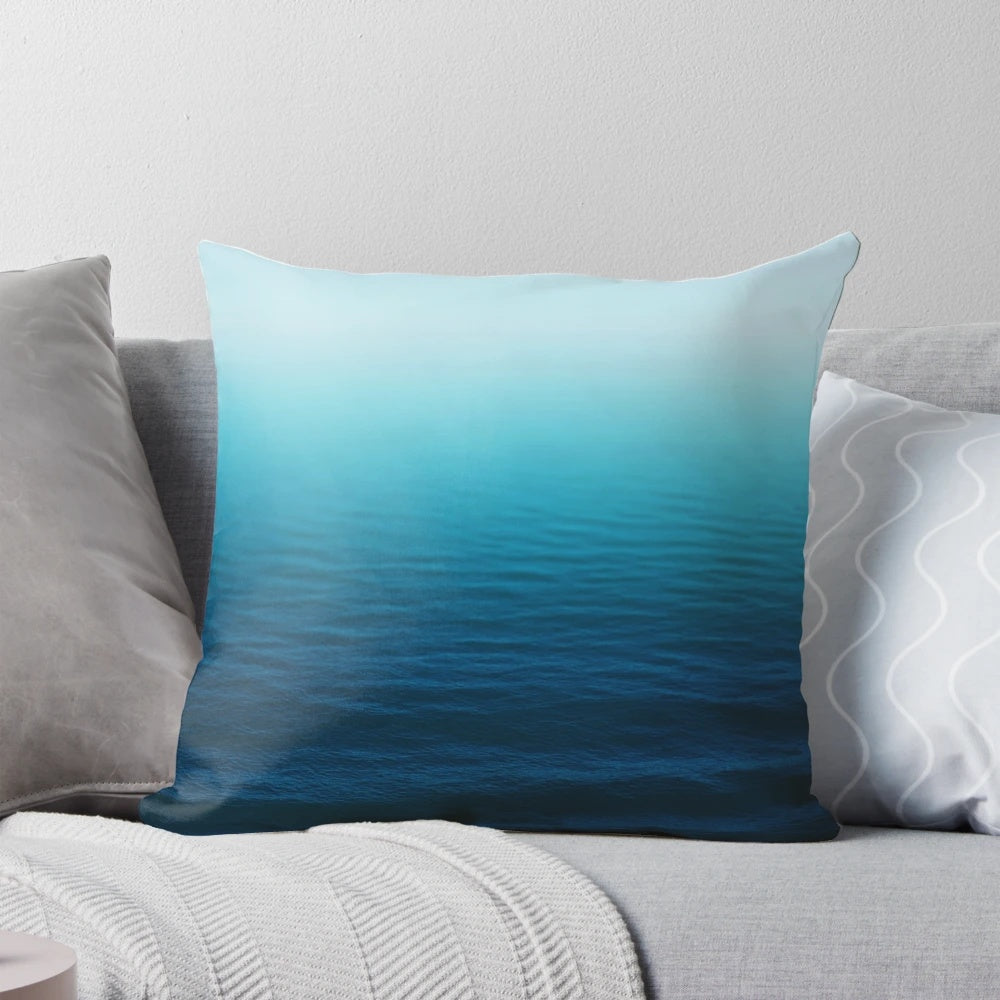 Deep blue pillow with soothing ocean wave design