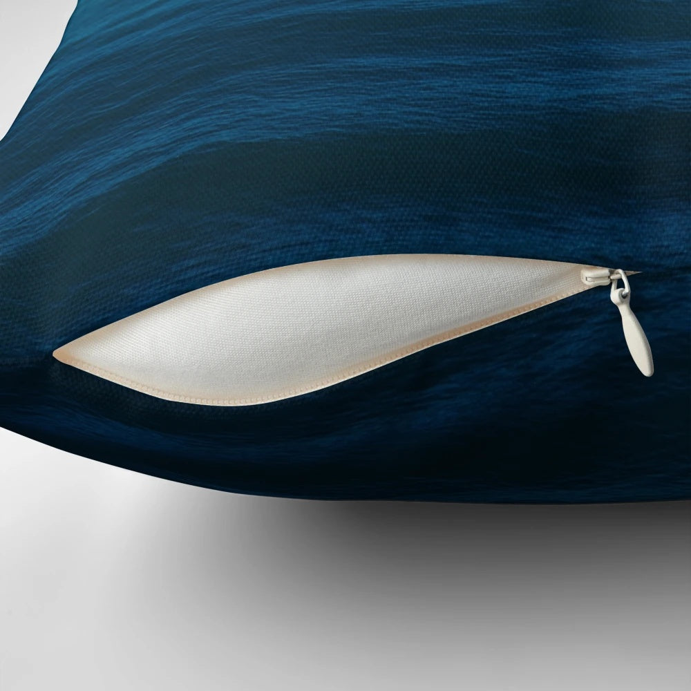 Deep blue pillow with soothing ocean wave design