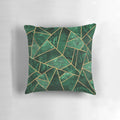 Decorative deep emerald green and gold geometric throw pillow