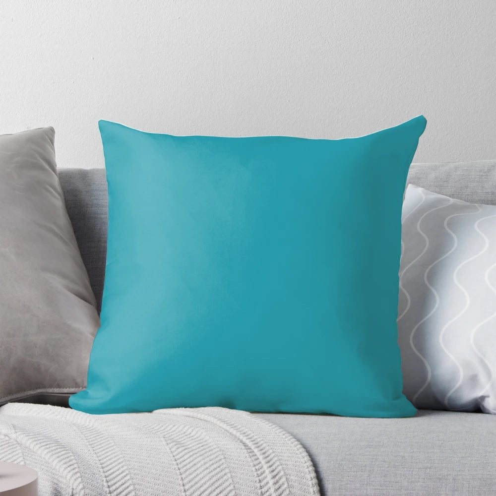 Deep teal blue and turquoise colored decorative pillow