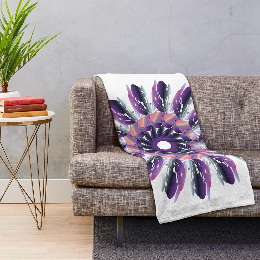 Luxurious designer plush blanket with a vibrant, symmetrical pattern