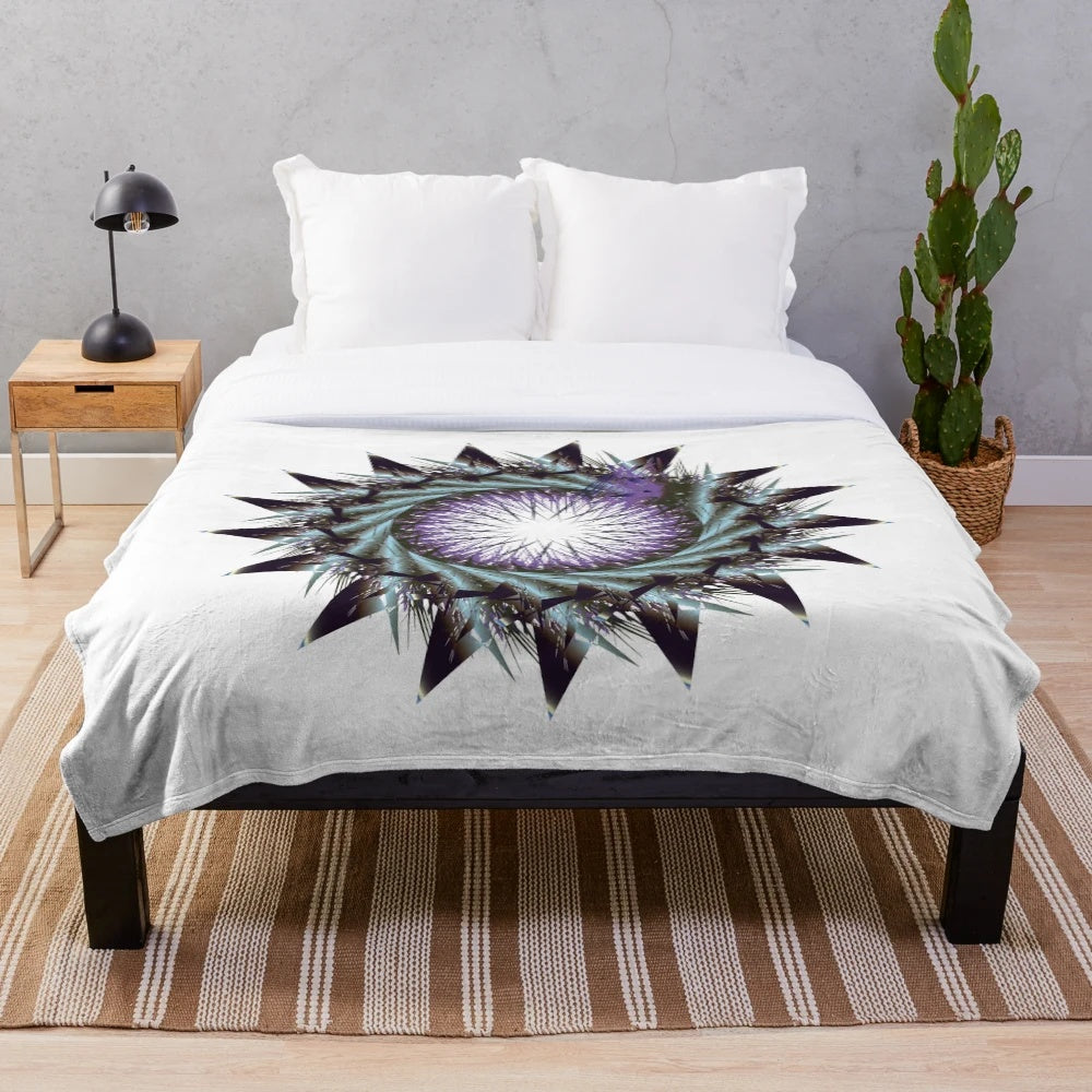 Luxurious designer plush blanket with a vibrant, trendy pattern