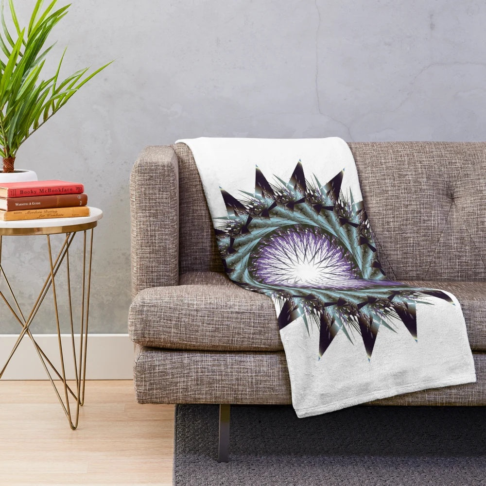 Luxurious designer plush blanket with a vibrant, trendy pattern